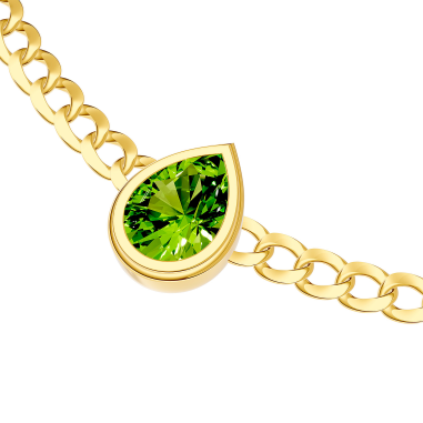 Pear Gemstone Curb Necklace