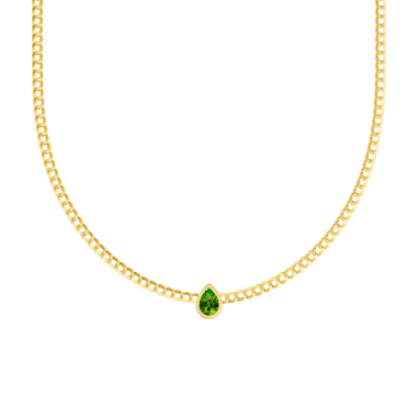 Pear Gemstone Curb Necklace