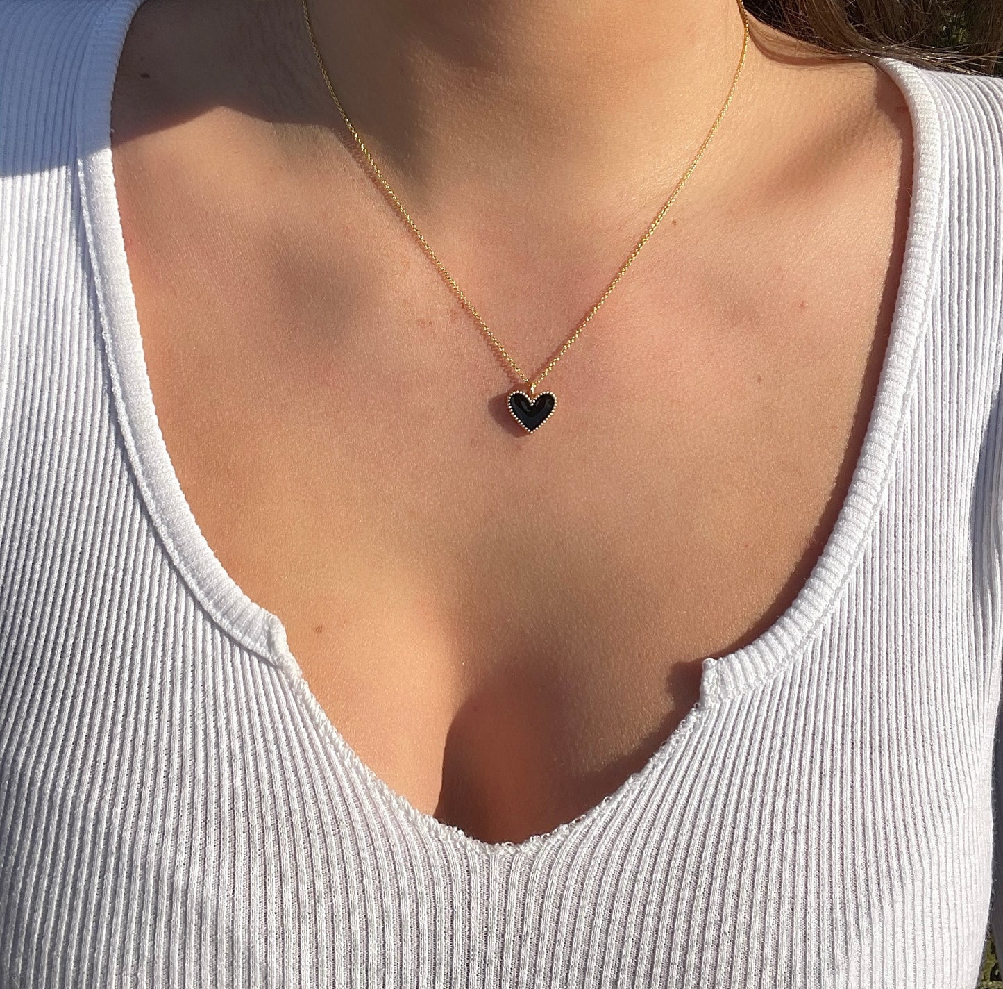 Double-Sided Enamel Heart Pendant