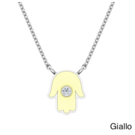 Enamel Hamsa Pendant