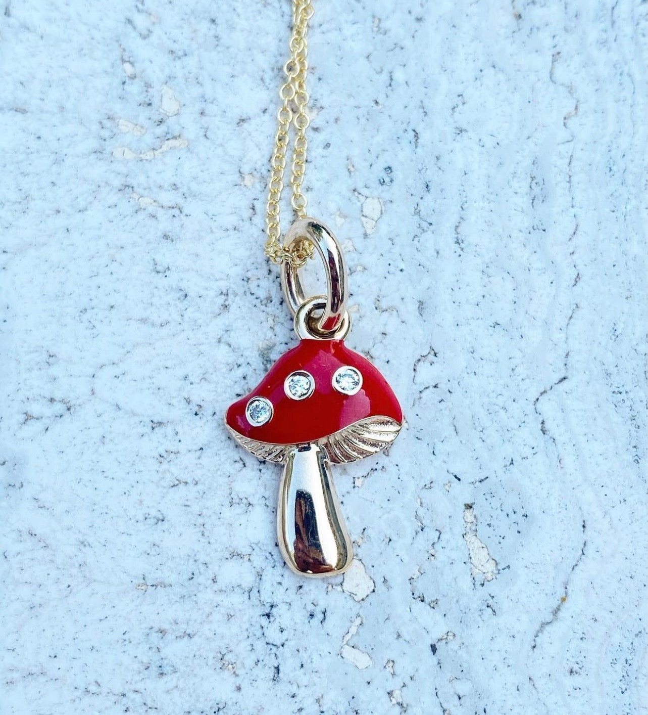 Mushroom Enamel Pendant