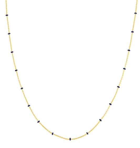 Yellow Gold Saturn Chain + Enamel Beads