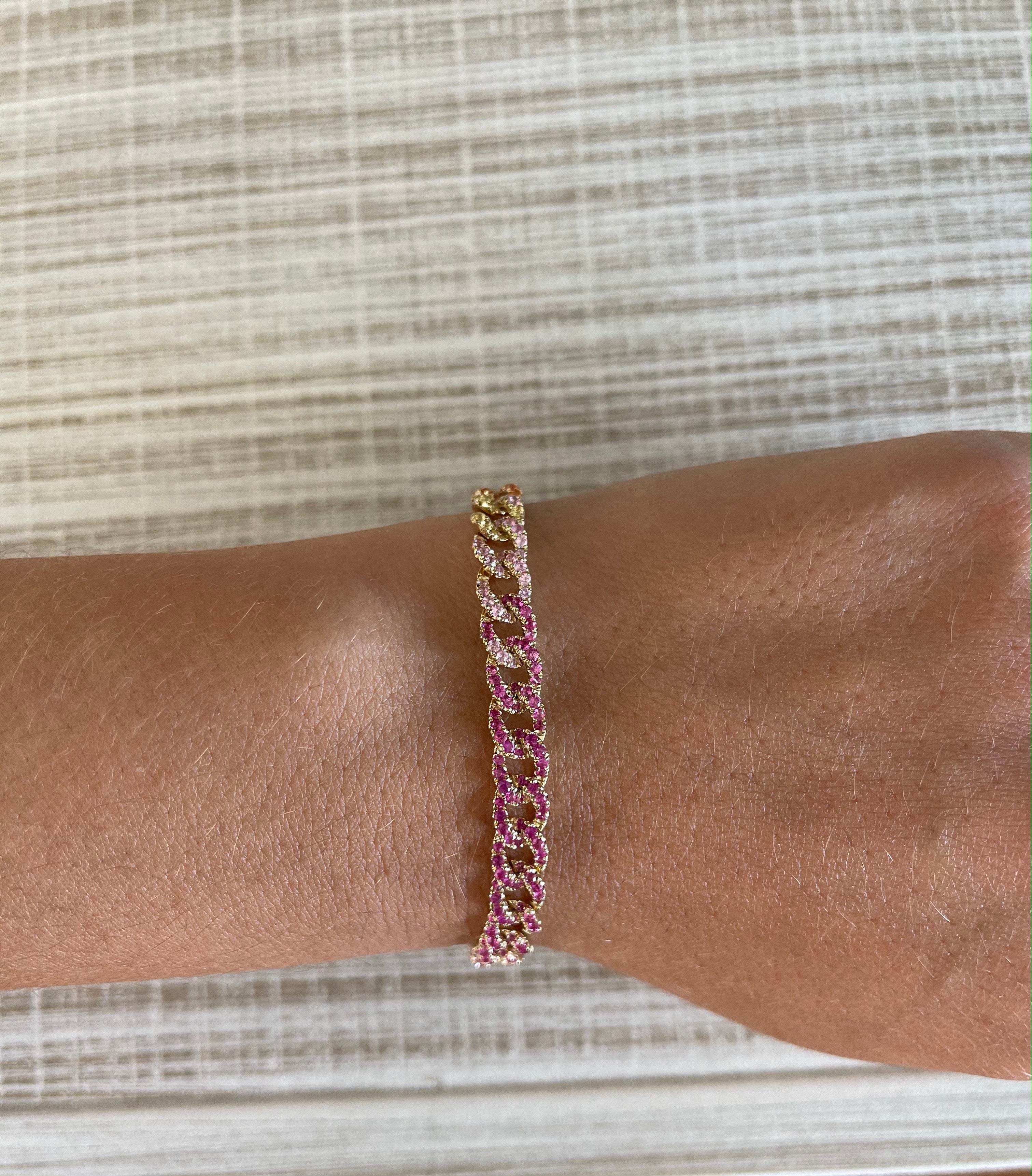 Rainbow Pave Cuban Link Bracelet