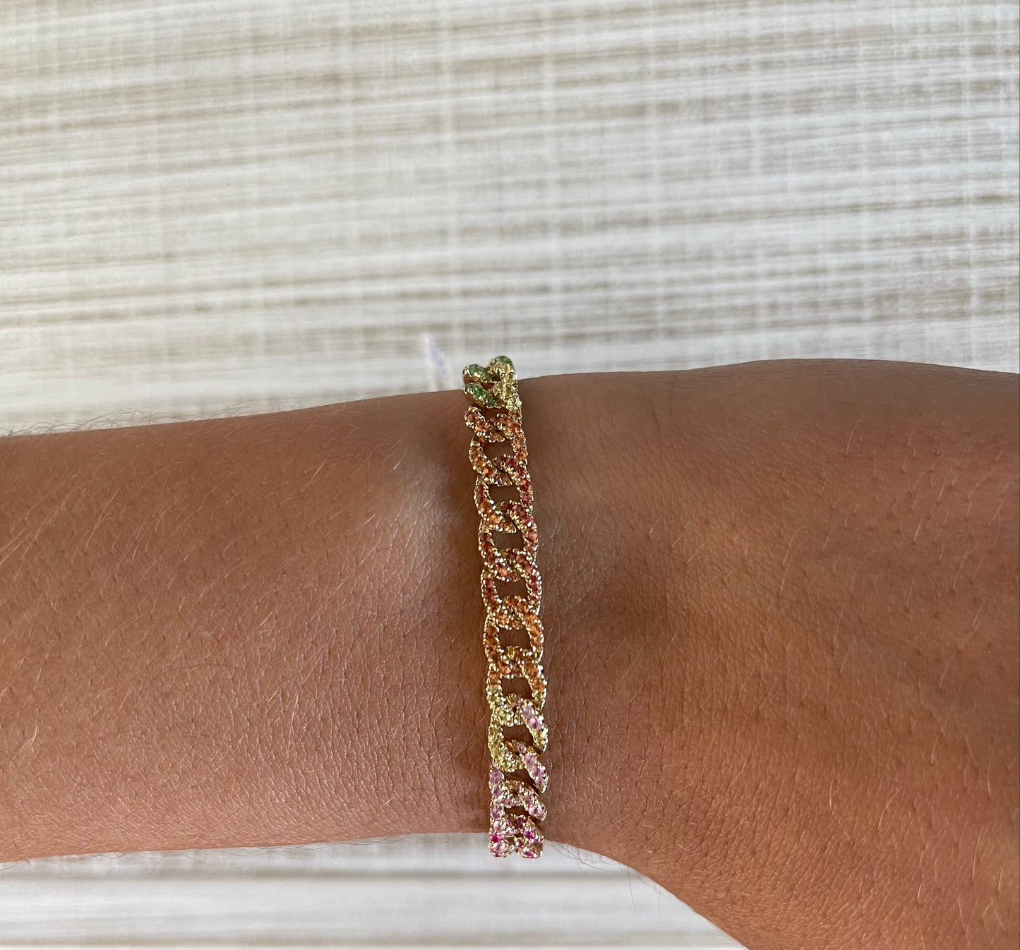 Rainbow Pave Cuban Link Bracelet