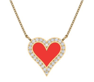 Enamel Heart with Diamond Halo