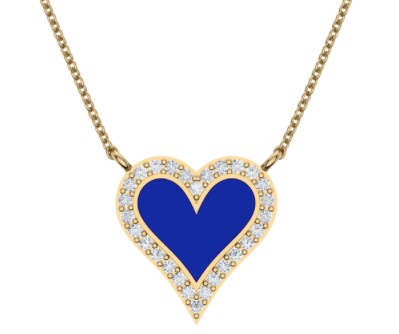 Enamel Heart with Diamond Halo