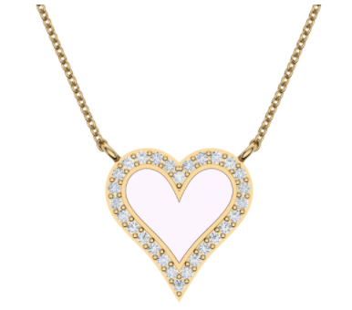 Enamel Heart with Diamond Halo