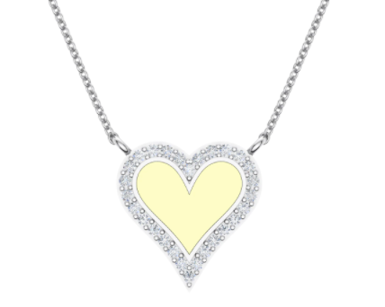 Enamel Heart with Diamond Halo