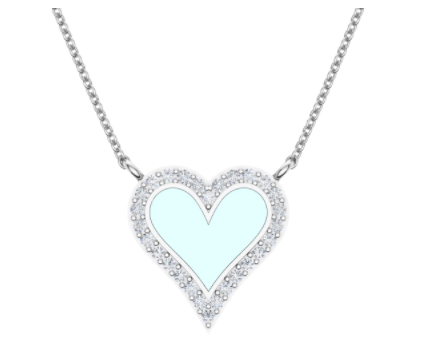 Enamel Heart with Diamond Halo