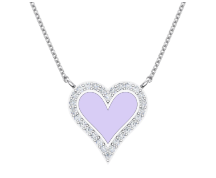 Enamel Heart with Diamond Halo