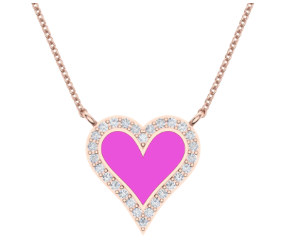 Enamel Heart with Diamond Halo