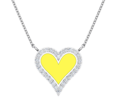 Enamel Heart with Diamond Halo