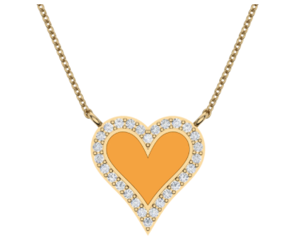 Enamel Heart with Diamond Halo