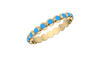 Enamel and Gold Ball Stackable Band