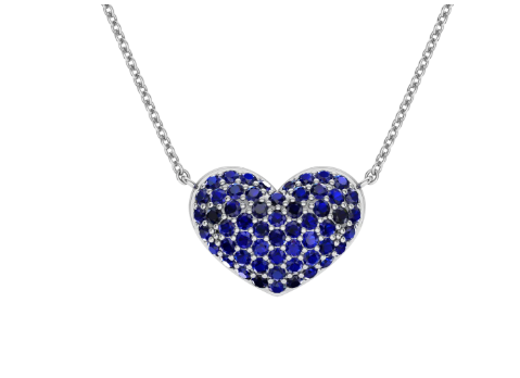 Sapphire Puffy Heart Necklace