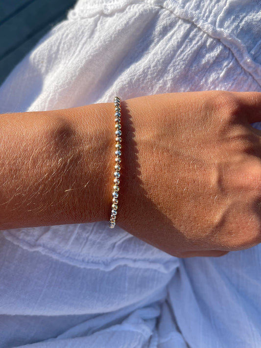 Tri-Color Gold Ball Bracelet