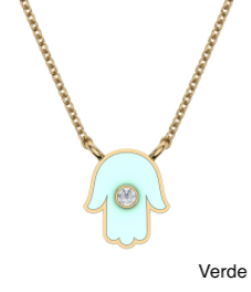 Enamel Hamsa Pendant