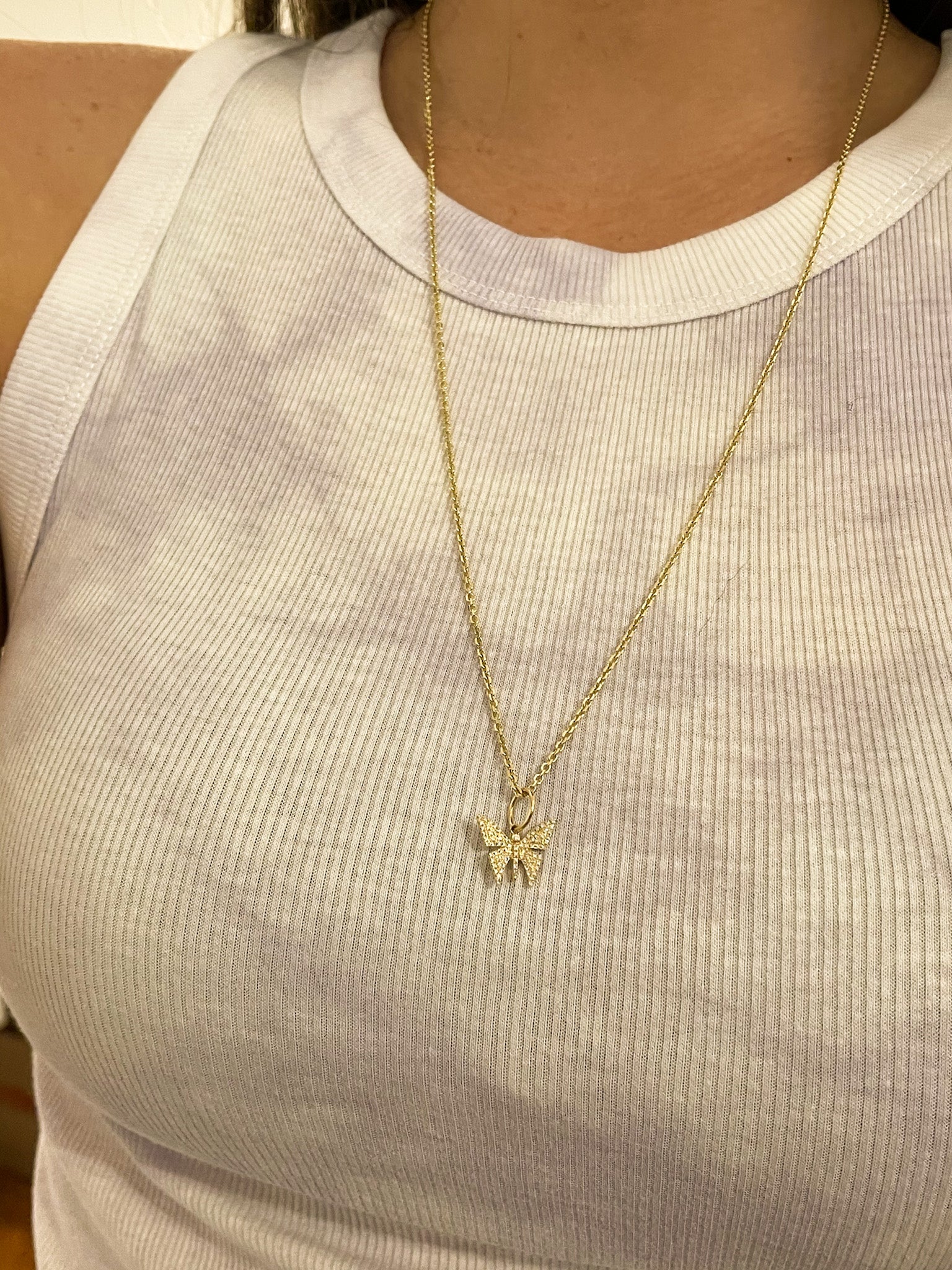 Pave Diamond Butterfly Charm