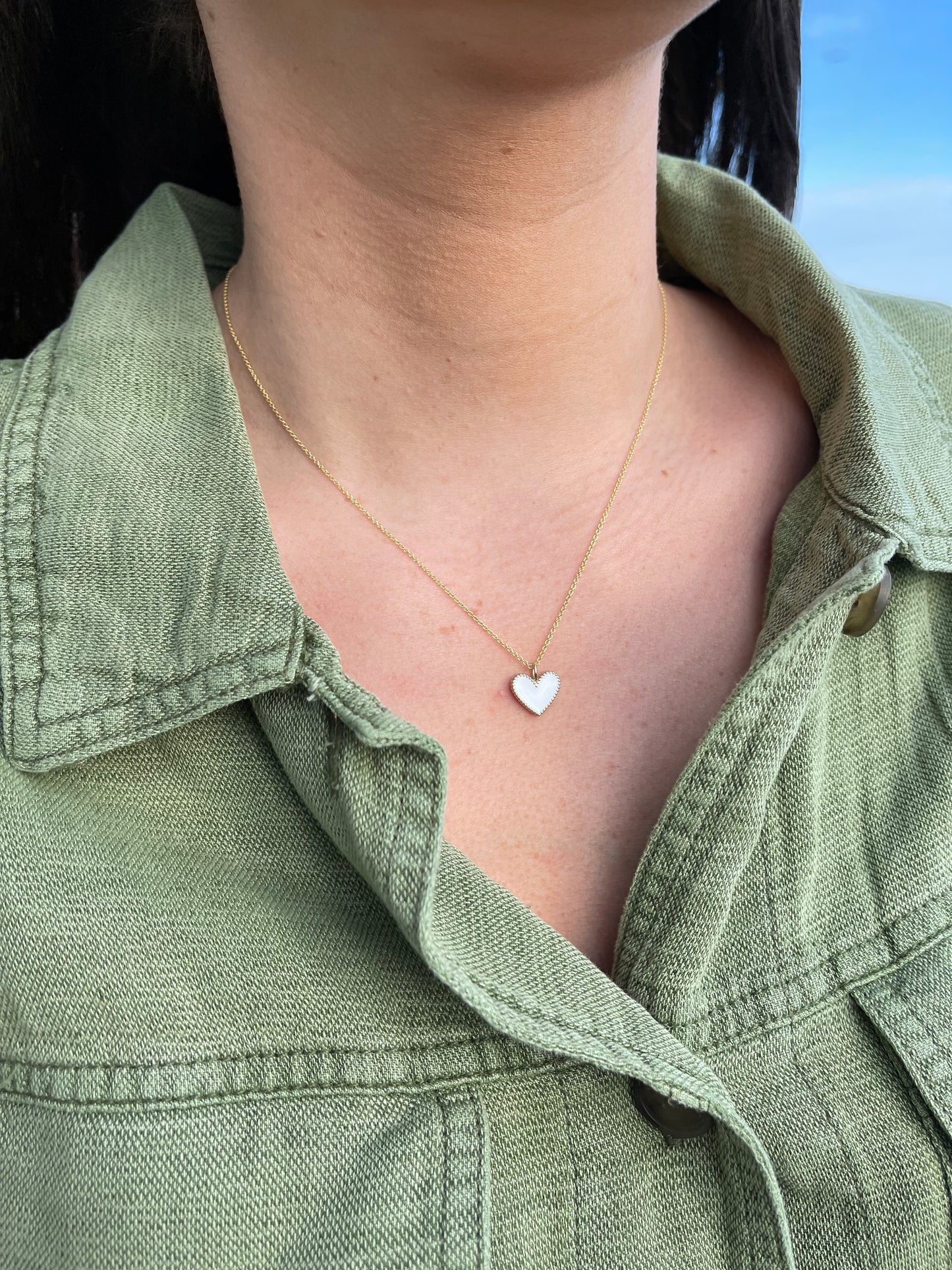 Double-Sided Enamel Heart Pendant