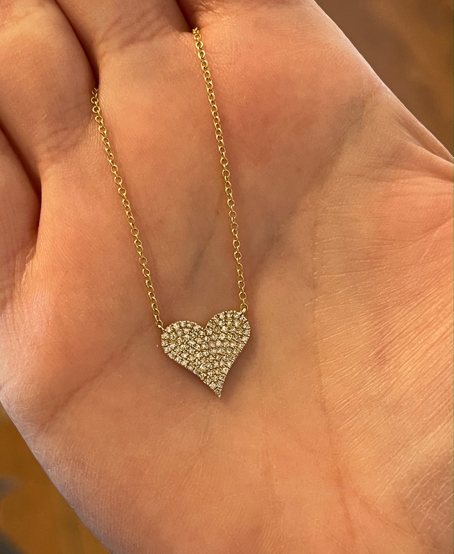 Pave Flat Heart Necklace