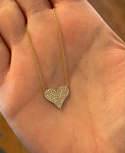 Pave Flat Heart Necklace